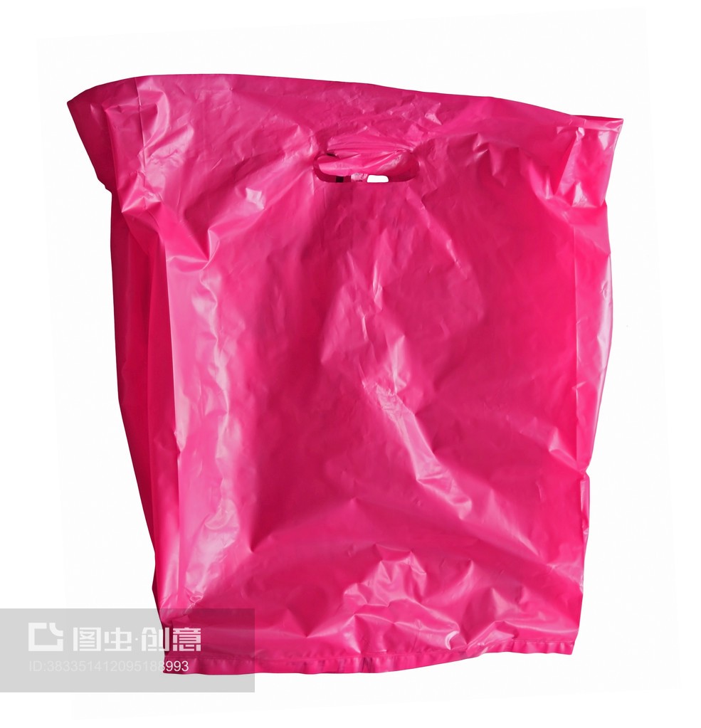 粉色塑料袋在白色背景下的视觉呈现